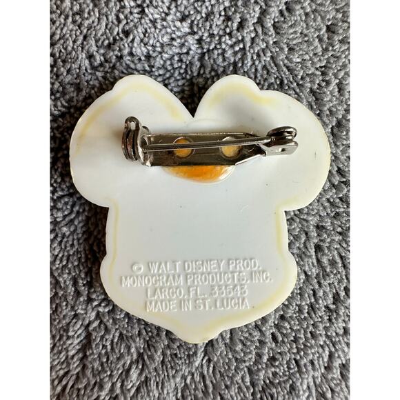 Minnie Mouse Vtg Pin Disney Acrylic Small Old Parks Black Red Bow Smile Monogram - Picture 2 of 5